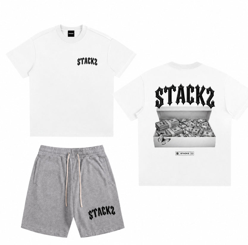 Stackz Cash Short Set - White